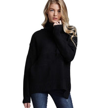 Load image into Gallery viewer, Casual Autumn Winter Turtleneck Sweater Women Loose Oversize Solid Knitted Sweaters Warm Long Sleeve Pullover Sweater Black Pink