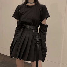 Load image into Gallery viewer, NiceMix black set A-line Women Sexy Mini High Waist Skirt Streetwear Women Punk Style Side Pocket Fashion Design Pleated Skirt