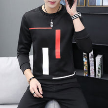Load image into Gallery viewer, Spring and Autumn New men's printed long-sleeved T-shirt teen round neck bottom top fashion casual men's clothing