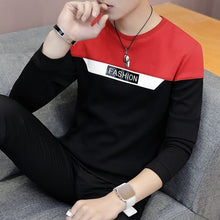 Load image into Gallery viewer, Spring and Autumn New men's printed long-sleeved T-shirt teen round neck bottom top fashion casual men's clothing