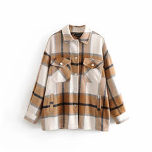 Load image into Gallery viewer, autumn red Plaid coats and jackets women streetwear fashion Long Sleeve office jackets coats Oversized Outerwear 2019