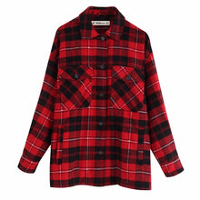 Load image into Gallery viewer, autumn red Plaid coats and jackets women streetwear fashion Long Sleeve office jackets coats Oversized Outerwear 2019