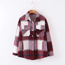 Load image into Gallery viewer, autumn red Plaid coats and jackets women streetwear fashion Long Sleeve office jackets coats Oversized Outerwear 2019