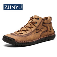 Load image into Gallery viewer, ZUNYU Leather Men Casual Shoes British Style Comfortable Men Fashion Walking Shoes Big Size Brown Black Man Soft Flat Footwear