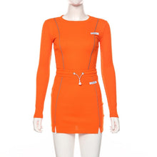 Load image into Gallery viewer, Simenual Casual Fashion Reflective Striped Two Piece Outfits Women Long Sleeve Top And Mini Skirt Sets 2020 White Matching Set