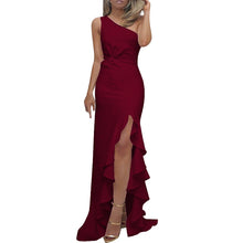 Load image into Gallery viewer, JAYCOSIN 2019 New Summer Women Dress One Shoulder Ruched Ruffle Formal Evening Party Dress Slim Maxi long Dresses vestidos Z827