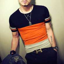 Load image into Gallery viewer, 2020 Summer Fashion Men's T Shirt Casual Patchwork Short Sleeve Men T-Shirt Mens Clothing Casual Slim Fit Hip-Hop Top Tees 5XL