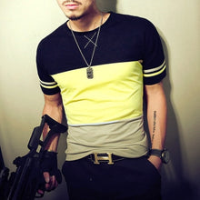 Load image into Gallery viewer, 2020 Summer Fashion Men's T Shirt Casual Patchwork Short Sleeve Men T-Shirt Mens Clothing Casual Slim Fit Hip-Hop Top Tees 5XL