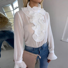 Load image into Gallery viewer, Women 2020 Spring Polka Dot Ruffle Blouse Shirt Elegant Casual O Neck Buttons Pullover Blusa Lady Autumn Long Sleeve Tops blusa