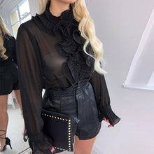 Load image into Gallery viewer, Women 2020 Spring Polka Dot Ruffle Blouse Shirt Elegant Casual O Neck Buttons Pullover Blusa Lady Autumn Long Sleeve Tops blusa