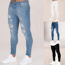 Load image into Gallery viewer, Mens Ripped Jeans Casual Skinny slim Fit Denim Pants Biker Hip Hop Jeans with sexy Holel Skinny Distressed Jeans Denim Pants