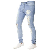 Load image into Gallery viewer, Mens Ripped Jeans Casual Skinny slim Fit Denim Pants Biker Hip Hop Jeans with sexy Holel Skinny Distressed Jeans Denim Pants