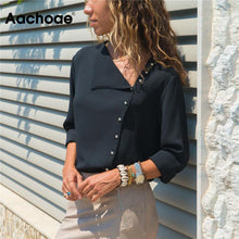 Load image into Gallery viewer, Blouse 2020 Fashion Long Sleeve Women Blouses and Tops Skew Collar Solid Office Shirt Casual Tops Blusas Chemise Femme