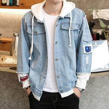 Load image into Gallery viewer, Autumn New Hooded Denim Jacket Men's Men's Hip Hop Men's Retro Denim Jacket Street Casual Bomber Jacket Harajuku Fashion Coat