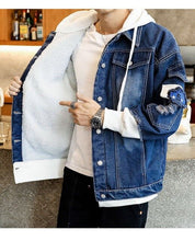 Load image into Gallery viewer, Autumn New Hooded Denim Jacket Men's Men's Hip Hop Men's Retro Denim Jacket Street Casual Bomber Jacket Harajuku Fashion Coat