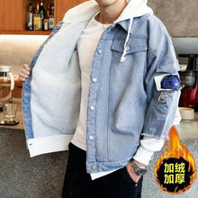 Load image into Gallery viewer, Autumn New Hooded Denim Jacket Men's Men's Hip Hop Men's Retro Denim Jacket Street Casual Bomber Jacket Harajuku Fashion Coat