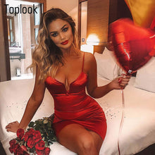 Load image into Gallery viewer, Toplook Bustier Dresses Sexy Women Deep V Neck Satin Booty Dress Fitness high waist Party Night Club Mini Outfits 2019 Vestidos