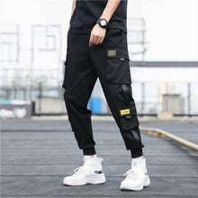 Load image into Gallery viewer, Men's Side Pockets Harem Pants 2020 Autumn Hip Hop Casual Ribbons Design Male Joggers Trousers Fashion Streetwear Pant Black