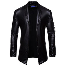 Load image into Gallery viewer, 2019 Elastic Motorcycle Leather Jacket for Men - Lined Stand-up Collar Slimming Leather Jacket