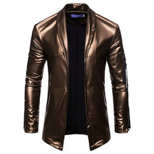 Load image into Gallery viewer, 2019 Elastic Motorcycle Leather Jacket for Men - Lined Stand-up Collar Slimming Leather Jacket