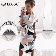Load image into Gallery viewer, Summer Dress 2020 Women Boho Style Geometric Print Beach Dress Elegant Party Dresses with Belt Vestidos de fiesta Plus Size XXXL