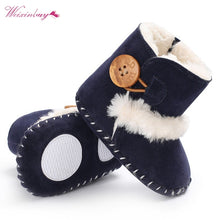 Load image into Gallery viewer, Winter Baby Boots Girls Boys Rubber Soled Shoes Infant Toddler Newborn Super Warm Snowfield Wooden Buttons Boots