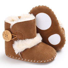 Load image into Gallery viewer, Winter Baby Boots Girls Boys Rubber Soled Shoes Infant Toddler Newborn Super Warm Snowfield Wooden Buttons Boots
