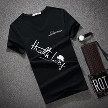 Load image into Gallery viewer, Men's V Neck T Shirt 2018 Summer Fashion letter Print Short Sleeve T Shirt Men Slim Fit Mens Top Tees Shirt Size S-5XL