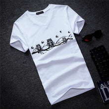 Load image into Gallery viewer, Men's V Neck T Shirt 2018 Summer Fashion letter Print Short Sleeve T Shirt Men Slim Fit Mens Top Tees Shirt Size S-5XL