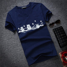 Load image into Gallery viewer, Men's V Neck T Shirt 2018 Summer Fashion letter Print Short Sleeve T Shirt Men Slim Fit Mens Top Tees Shirt Size S-5XL