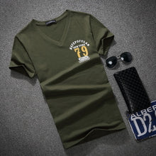 Load image into Gallery viewer, Men's V Neck T Shirt 2018 Summer Fashion letter Print Short Sleeve T Shirt Men Slim Fit Mens Top Tees Shirt Size S-5XL