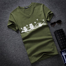 Load image into Gallery viewer, Men's V Neck T Shirt 2018 Summer Fashion letter Print Short Sleeve T Shirt Men Slim Fit Mens Top Tees Shirt Size S-5XL