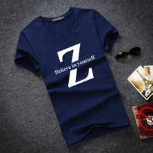 Load image into Gallery viewer, Letter print Tops Tees Short Sleeve t-shirt men's brand fashion Slim Fit sexy V neck T shirt men 2018 New Mens Summer hot sale