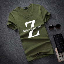 Load image into Gallery viewer, Letter print Tops Tees Short Sleeve t-shirt men's brand fashion Slim Fit sexy V neck T shirt men 2018 New Mens Summer hot sale