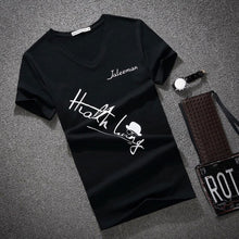 Load image into Gallery viewer, Letter print Tops Tees Short Sleeve t-shirt men's brand fashion Slim Fit sexy V neck T shirt men 2018 New Mens Summer hot sale
