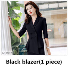 Load image into Gallery viewer, Red Skirt suit 2 Pieces Set fashion business women suit office ladies work wear uniform Interview thin blazer hlaf sleeve top
