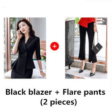 Load image into Gallery viewer, Red Skirt suit 2 Pieces Set fashion business women suit office ladies work wear uniform Interview thin blazer hlaf sleeve top
