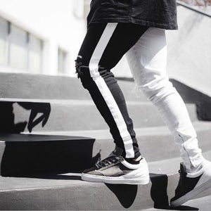 BDLJ 2019 Men Stylish Ripped Jeans Pants Biker Skinny Slim Straight Frayed Denim Trousers New Fashion Skinny Jeans Men Clothes