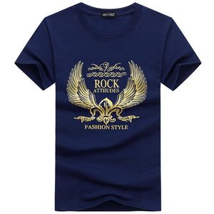 SWENEARO 2019 men's T-shirt men round neck print golden wings cartoon casual short-sleeved T-shirt brand cotton Tees men t Shirt
