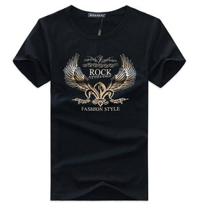 SWENEARO 2019 men's T-shirt men round neck print golden wings cartoon casual short-sleeved T-shirt brand cotton Tees men t Shirt