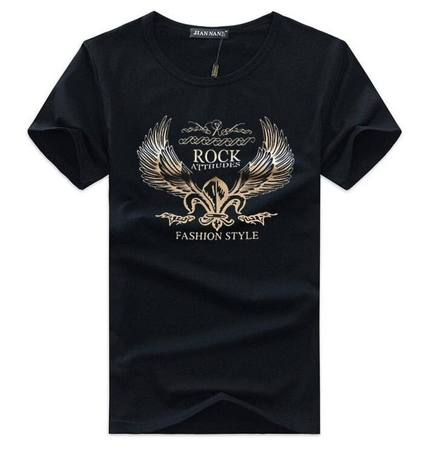 SWENEARO 2019 men's T-shirt men round neck print golden wings cartoon casual short-sleeved T-shirt brand cotton Tees men t Shirt