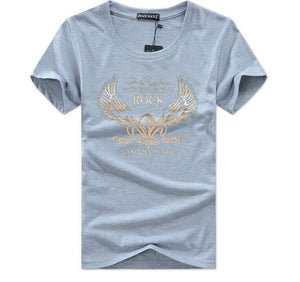 SWENEARO 2019 men's T-shirt men round neck print golden wings cartoon casual short-sleeved T-shirt brand cotton Tees men t Shirt