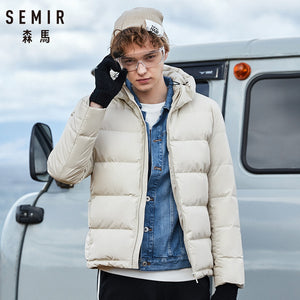 SEMIR Winter Jacket Men 2019 New Couples Thick Coats 90% Duck Down Ultra-light Slim Hooded Cotton-Padded Solid Outwear Man