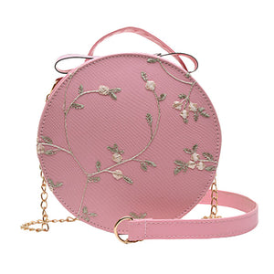 Hot Sale Sweet Lace Round Handbags High Quality PU leather Women Crossbody Bags Female Small Fresh Flower Chain Shoulder #N