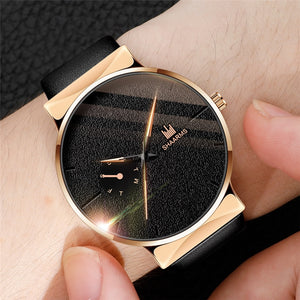 SHAARMS Men Watch Business Watch Leather Band Stainless Steel Quartz Wristwatch Casual Simple Watches Black Luxury Brand
