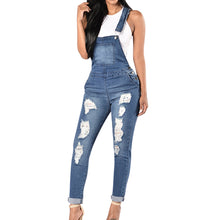 Load image into Gallery viewer, 2019 Spring Women Denim Overalls Jumpsuits Ripped Holes Casual Pockets Sleeveless Jumpsuits Hollow Out Slim Rompers 2XL
