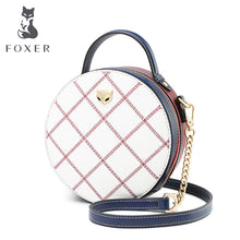 Load image into Gallery viewer, FOXER Mini Round Handbag Lady Split Leather Circular Crossbody Bags Female Stylish Cellphone Bag for Women Evening Bag 949011F
