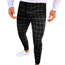 Load image into Gallery viewer, Fashion Pants Men Plaid Print Drawstring Elastic Casual Pencil Pants Trousers
