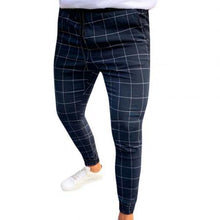 Load image into Gallery viewer, Fashion Pants Men Plaid Print Drawstring Elastic Casual Pencil Pants Trousers
