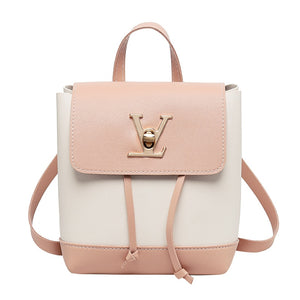 LISM Ladies bag fashion contrast color lock small backpack mini slung ladies shoulder bag shoulder bag mobile phone bag